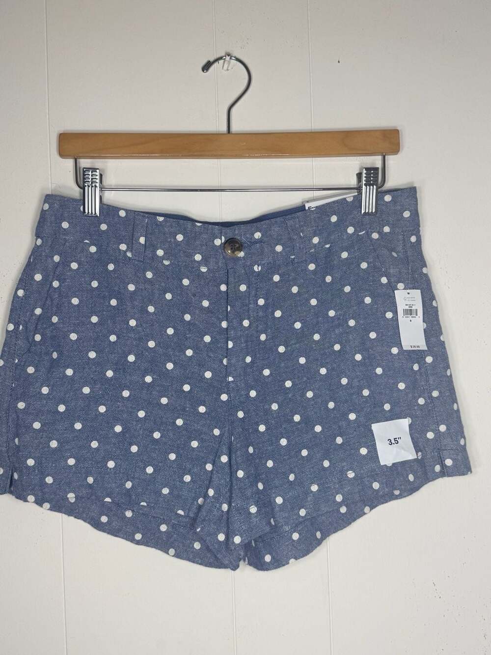 Old Navy Short Mid-Rise Polka Dot Chambray Shorts Size 6 NWT